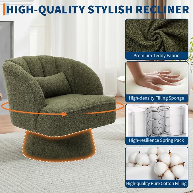 Garvee Ultra-Plush Swivel Accent Chair, 360° Barrel Lounge Chair - Image 3