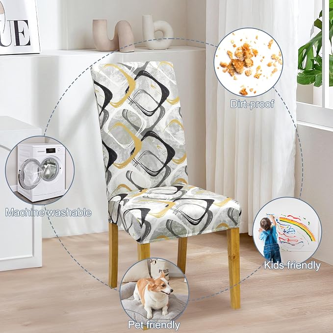BIETYONE Stretch Dining Chair Covers Set of 4, Soft Removable Washable Kitchen - Image 6
