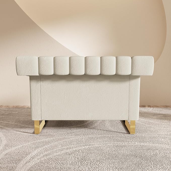 Mid-Century Modern Beige Velvet Single Sofa - Image 4