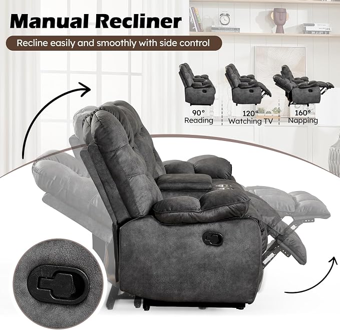 HAOMARKETS 3 Pieces Recliner Sofa Furniture Set, Include 2 Power Recliner Chairs - Image 4
