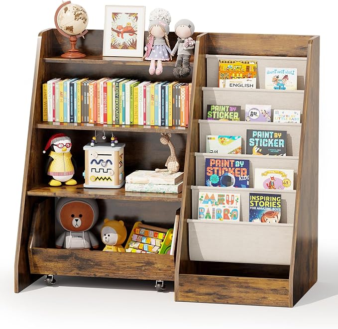 COZPAW Kids Bookshelf and Toy Storage, 4 Tier Toddler Bookshelf by COZPAW