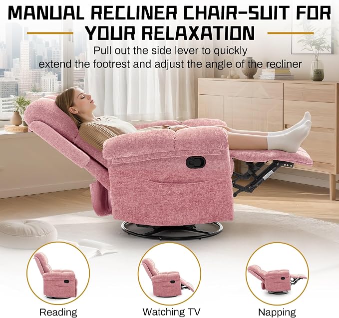 Korser Recliner Chair, Swivel Rocker Recliner Chair - Image 4