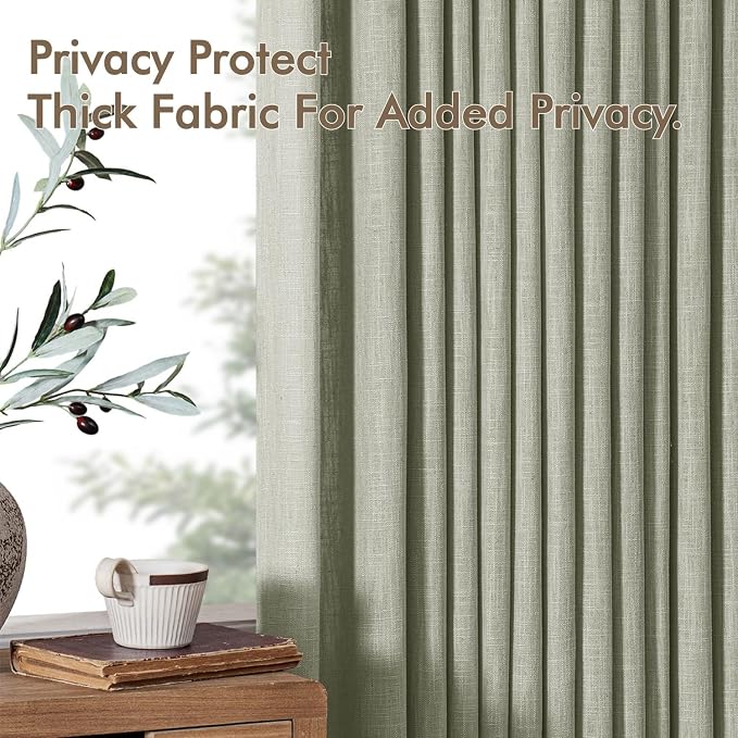 MIULEE Pinch Pleated Thick Linen Curtains 90 Inches Long 2 Panels - Image 7