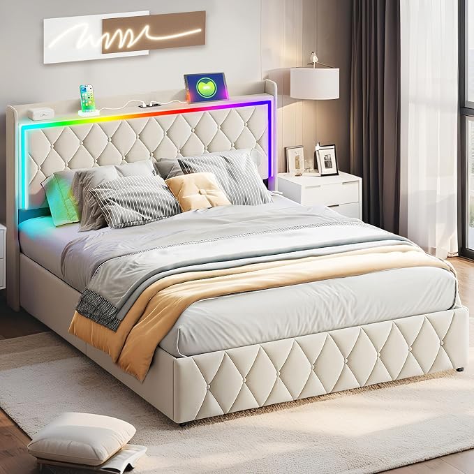 Modern Multi-Color LED Light Full Bed Frame - Image 4