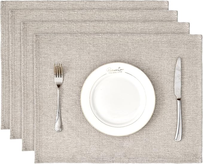 BALCONY & FALCON Placemats Set of 4 Faux Linen Cloth Place Mats Washable by BALCONYFALCON