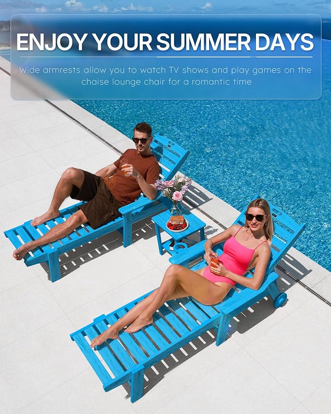 Patio Chaise Lounge Chair Set of 2, Oversize Lounge Chairs - Image 3