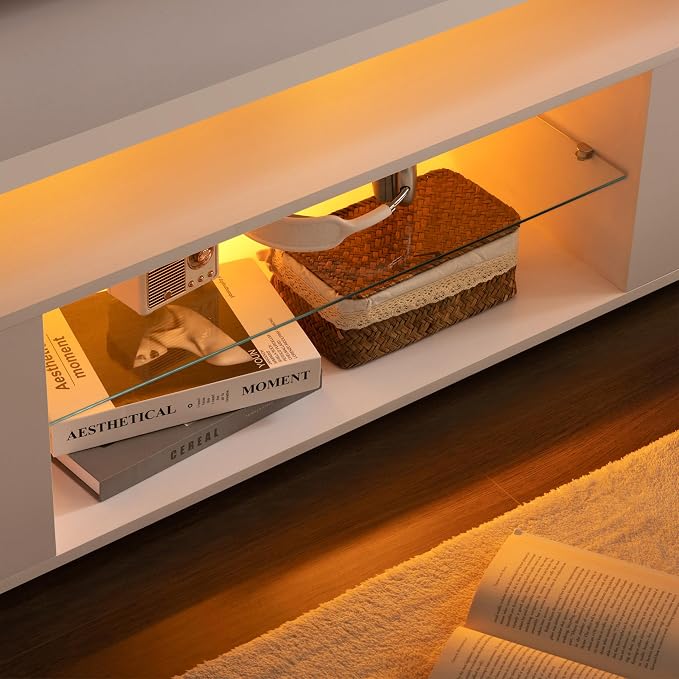 Cubehom White TV Stands for Living Room LED TV Stand Modern TV Stand - Image 5