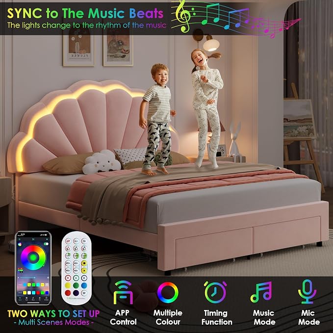 HIFIT Queen Upholstered Smart LED Bed Frame - Image 4