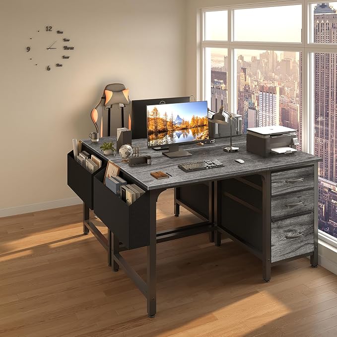Lufeiya Computer Desk with File Drawers Cabinet, 47 Inch Home Office Desks with - Image 4