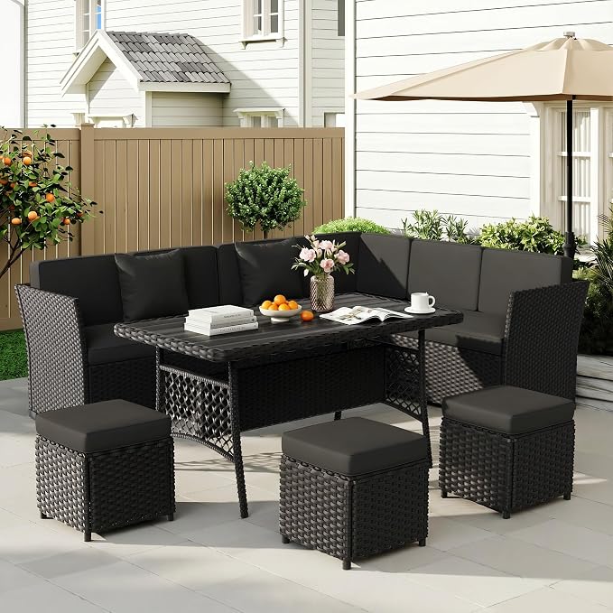 LOUVIXA 7 Pieces Patio Furniture Set, Outdoor Patio Furniture, Wicker by LOUVIXA