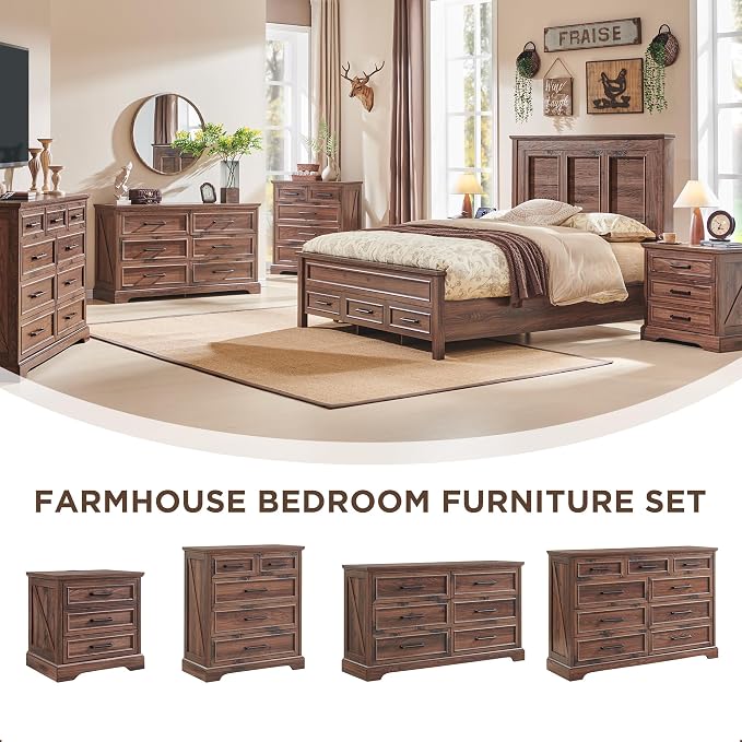 ACCOHOHO Farmhouse Nightstands Set of 2, 22 Inch Wide End Table - Image 4