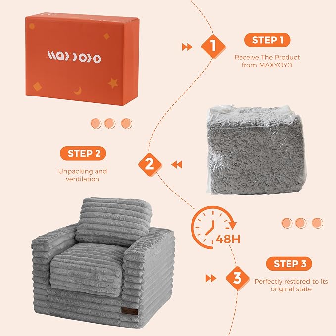 MAXYOYO Kids Bean Bag Chair, Comfy Faux Fur Bean Bag Sofa - Image 7
