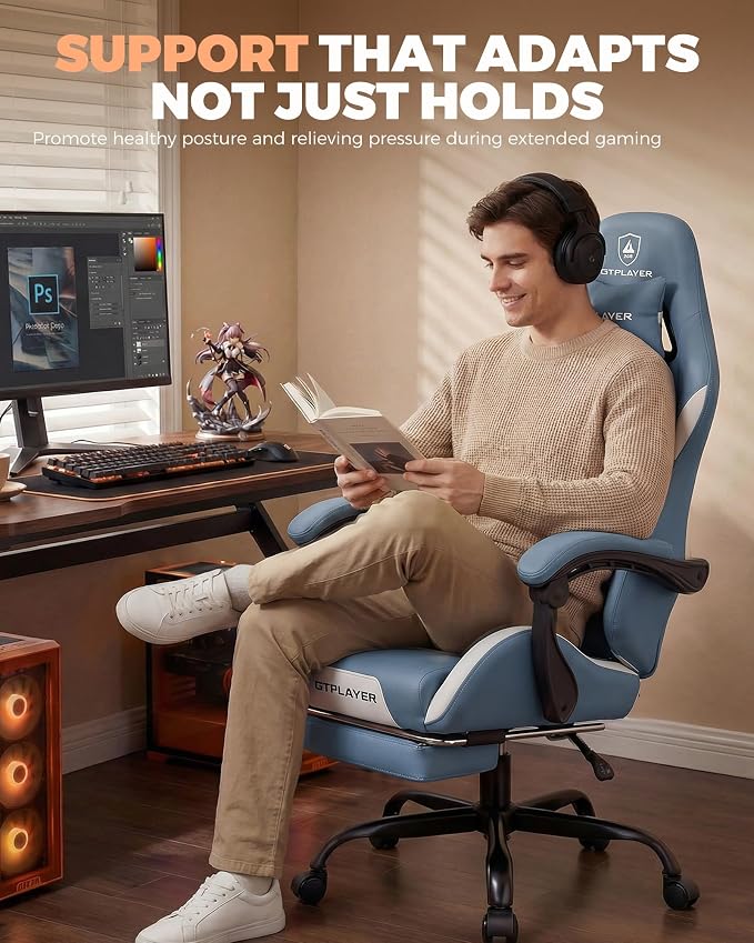 GTPLAYER Gaming Chair with Foot Rest & Pocket Spring Cushion, Ergonomic High - Image 6