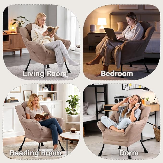MBOOYOME Lazy Chair, Modern Soft Reading Chair Accent Contemporary Sofa Chair - Image 5