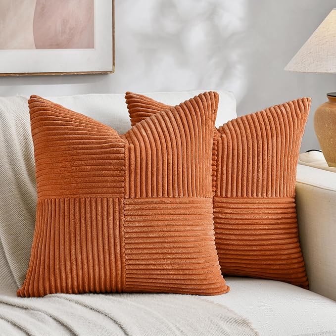 Fancy Homi 2 Packs Burnt Orange Decorative Throw Pillow Covers 18x18 Inch by Fancy+Homi