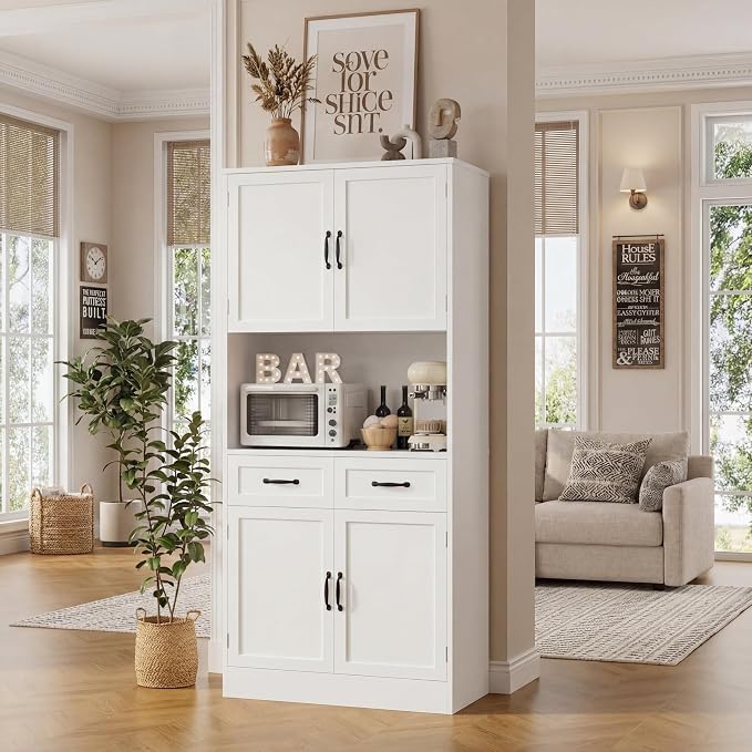 HOSTACK 71“ Tall Kitchen Pantry Storage Cabinet, Modern Kitchen Hutch Bar - Image 6