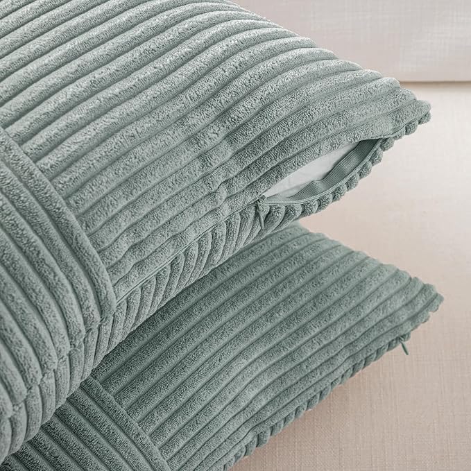 Fancy Homi 2 Packs Grey Blue Lumbar Decorative Throw Pillow Covers 12x20 Inch - Image 4