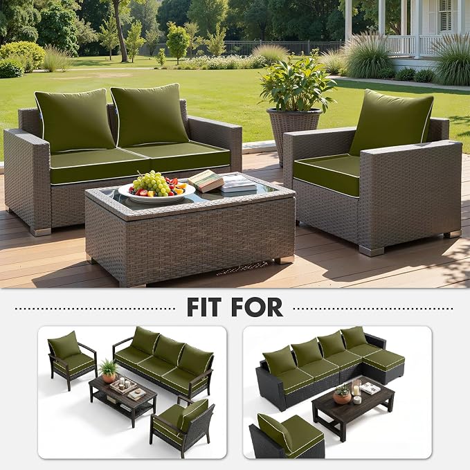 MIULEE Dark Green Outdoor Seat Cushion 24x24 Inch Waterproof & 3 Year Fade - Image 5