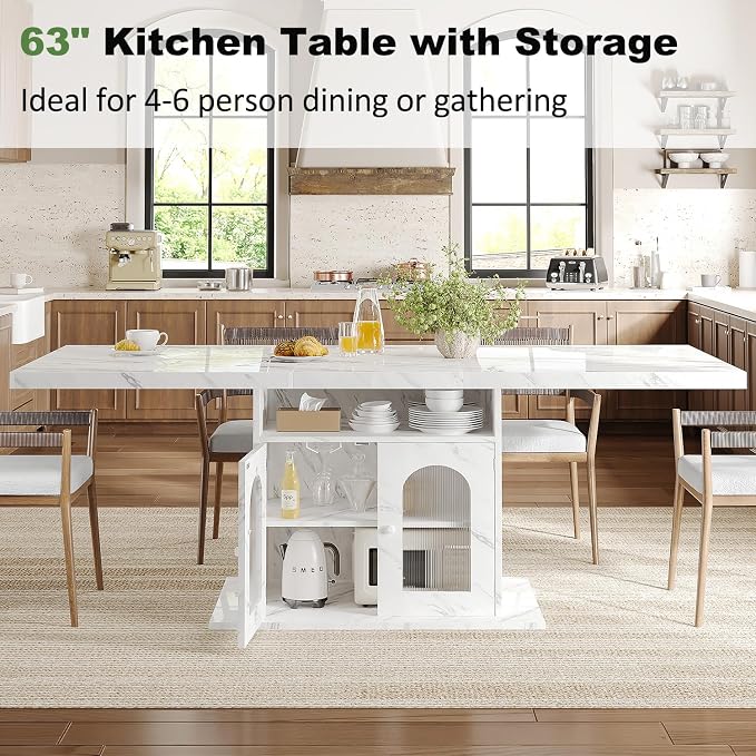 HSH Dining Table for 4–6, Wood Rectangle Dinner Table - Image 3