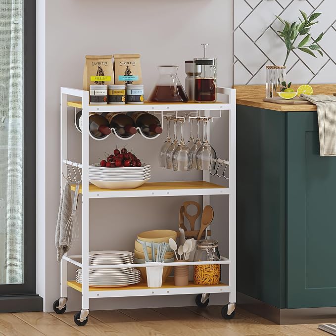 TUTOTAK Bar Cart, Serving Cart for Home, Microwave Cart, Drink Cart, Mobile - Image 6