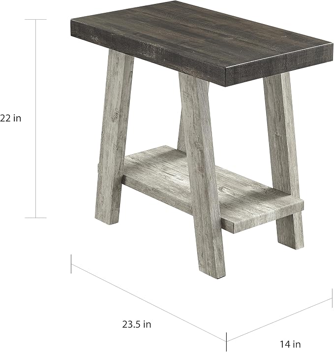 Roundhill Furniture Athens Contemporary Two-Tone Wood Shelf Side Table - Image 3