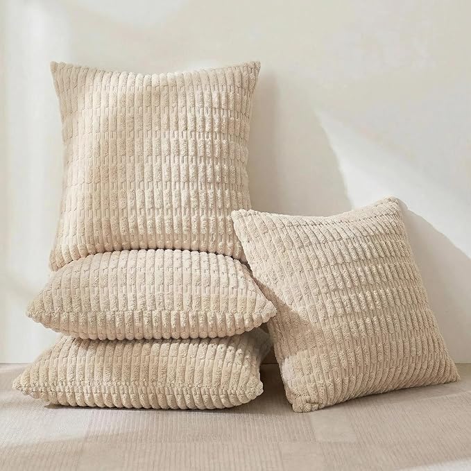 Fancy Homi 4 Packs Tan Decorative Throw Pillow Covers 26x26 Inch - Image 2