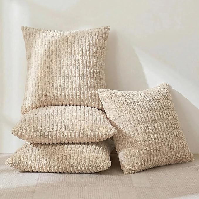 Fancy Homi 4 Packs Tan Decorative Throw Pillow Covers 24x24 Inch - Image 2