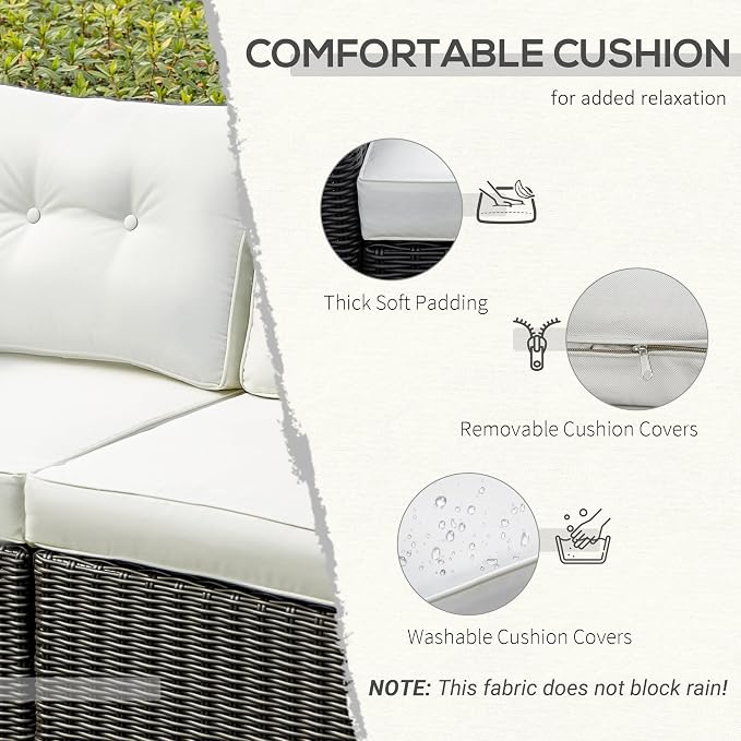 Outsunny 2 Piece Patio Wicker Corner Sofa Set, Outdoor PE Rattan Furniture - Image 5