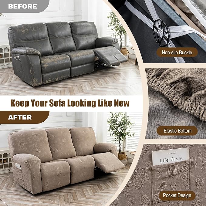 Gennia Recliner Sofa Covers 5 Pieces, Waterproof Sectional Couch Cover Stretch - Image 5