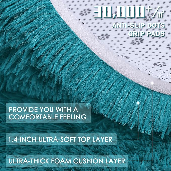 OLANLY 2x3 Machine Washable Small Bedside Rug, Soft Fluffy Shaggy Entryway - Image 7