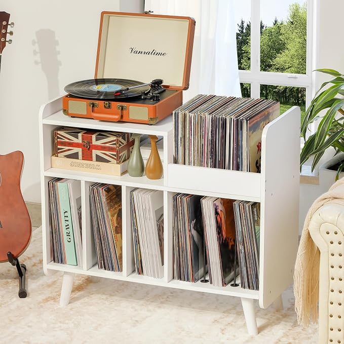 Record Player Stand, Large Record Player Table Cabinet - Image 5