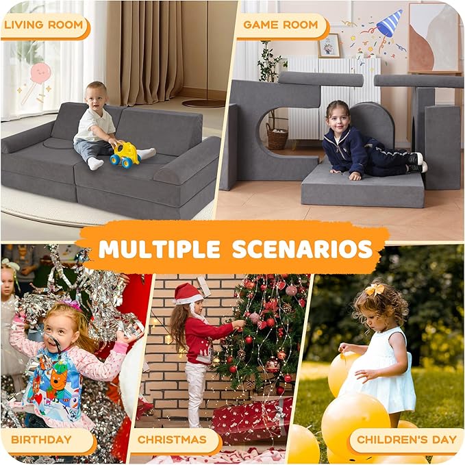 12-Piece Modular Kids Play Couch – Premium Soft Foam, Removable Cover, - Image 7
