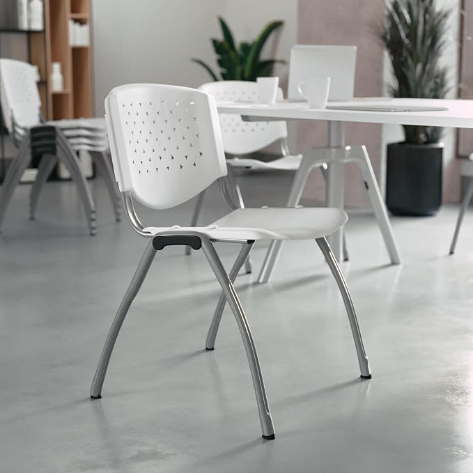 Flash Furniture HERCULES Series 880 lb. Capacity White Plastic Stack Chair - Image 2