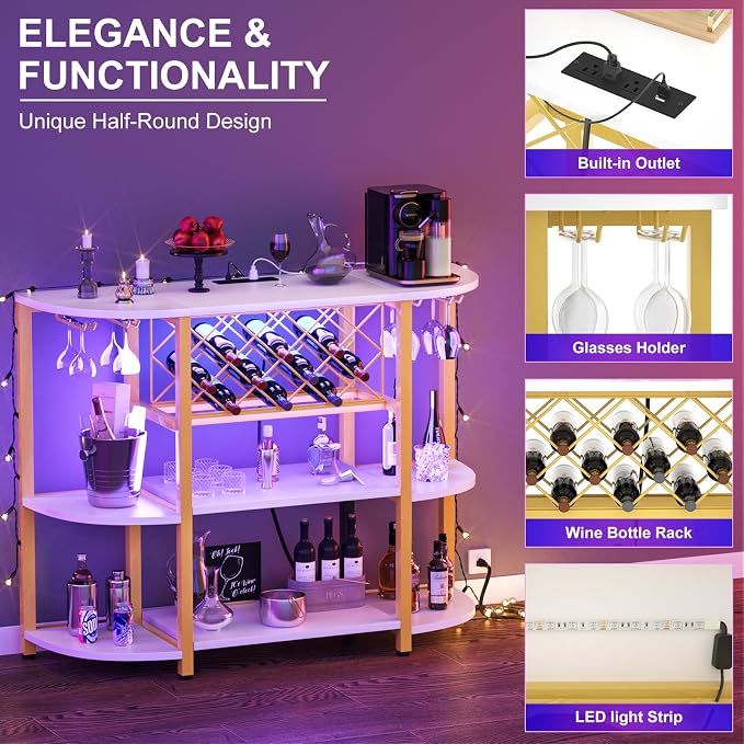 Unikito 4-Tier Metal Coffee Bar Cabinet - Image 4