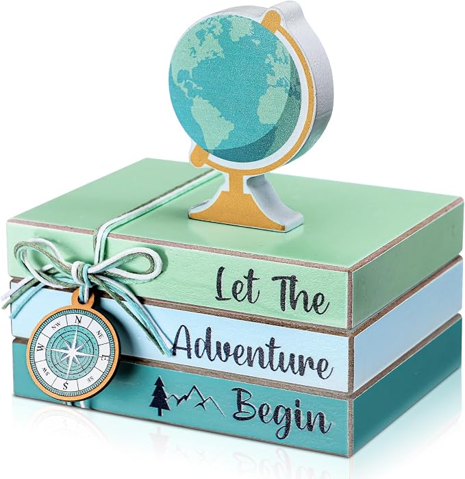 Pinkunn 4 Pcs Travel Themed Decorations Adventure Awaits Wooden Centerpieces by Pinkunn