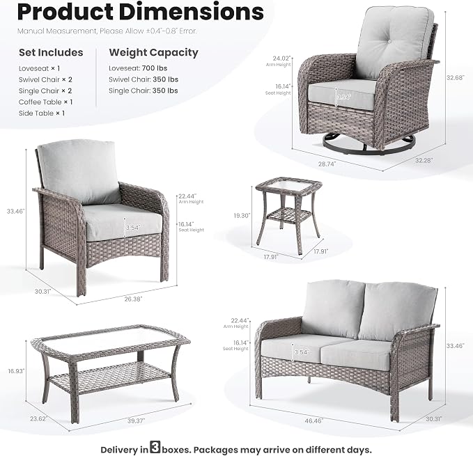 ovios 7-Piece Patio Furniture Set, Outdoor Wicker Sofa - Image 9