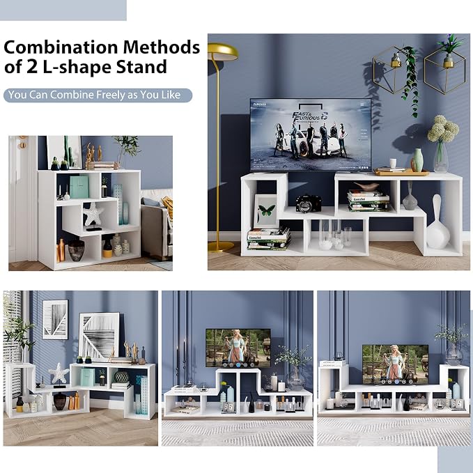 Tangkula 3 Pieces Console TV Stand, Free-Combination Entertainment Center - Image 7