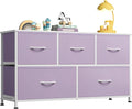 WLIVE Dresser for Bedroom with 5 Drawers, Wide Chest of Drawers, Fabric Dresser by WLIVE