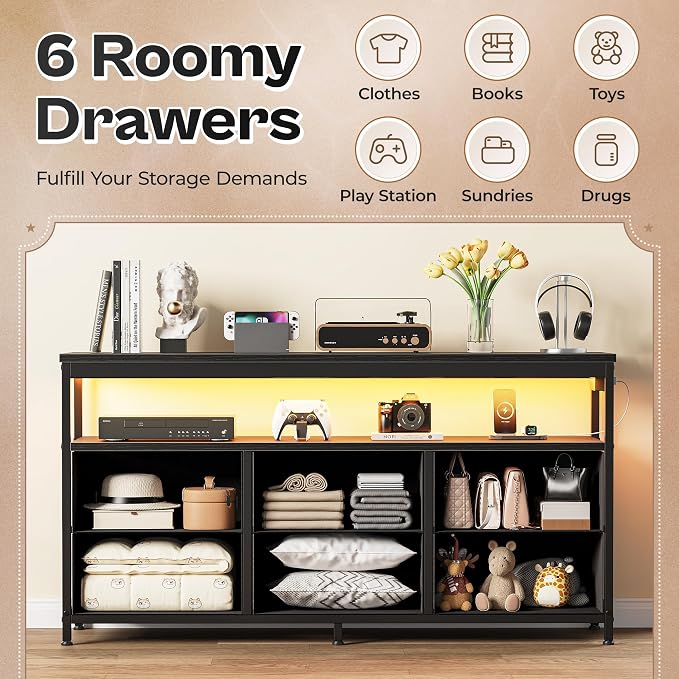 Huuger LED TV Stand for Bedroom, 47 Inch Dresser TV Stand for 43, 55 Inch TV - Image 6