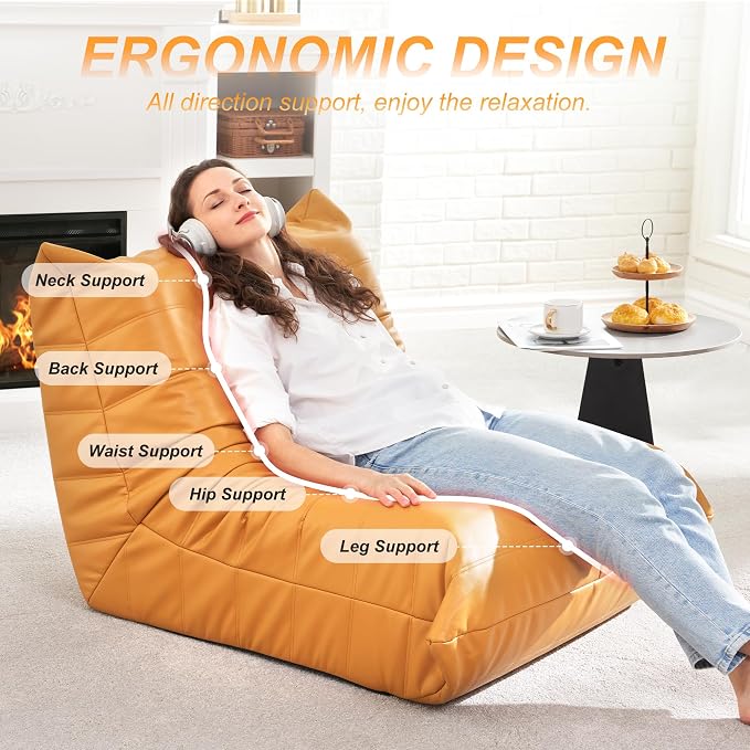 Hobestluk Giant Bean Bag Chair Lazy Floor Sofa, Memory Foam Fireside Sofa - Image 3