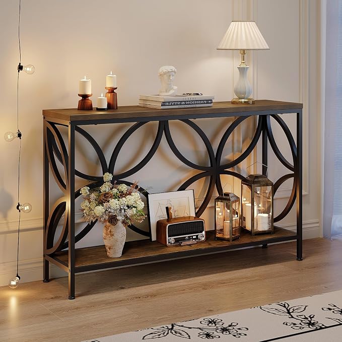 GiftGo Narrow Sofa Table 47.2 Inch, Industrial Sofa Table Behind Couch by GiftGoDirect
