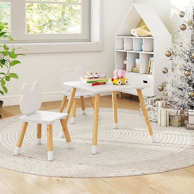 Costzon Kids Table and Chairs, Wooden Toddler Desk Set - Image 8