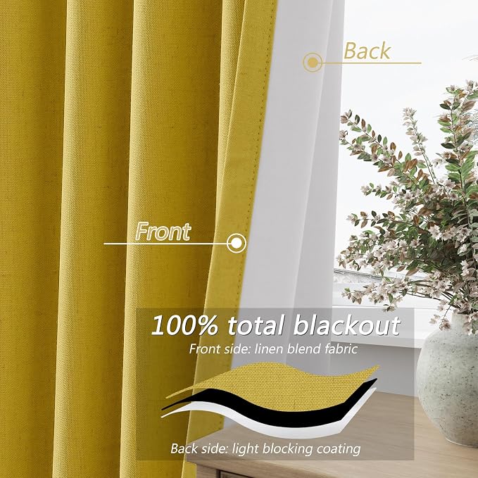 Guken 100% Blackout Curtains 90 Inch Length 2 Panels Set - Image 5