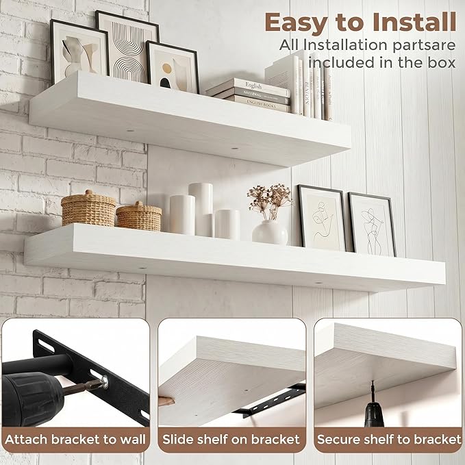 FLYJOE Floating Shelves for Wall, 48 Inch Floating Shelves Set of 2, Kitchen - Image 6
