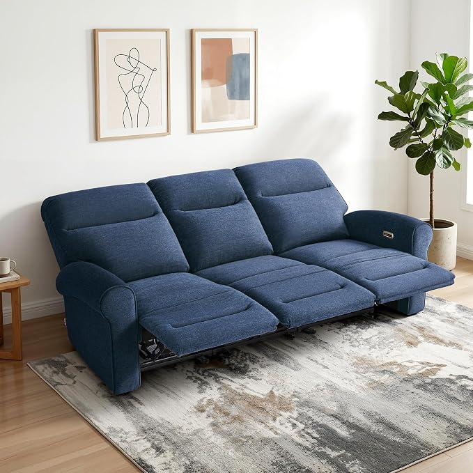 MCombo 87.8" Wall Hugger Power Reclining Sofa, 3-Seat Triple Recliner Couch - Image 8