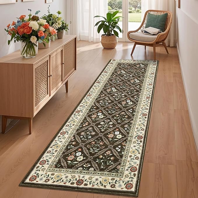 Washable Kitchen Runner 2x6 Non-Slip Floral Carpet Runner - Image 2