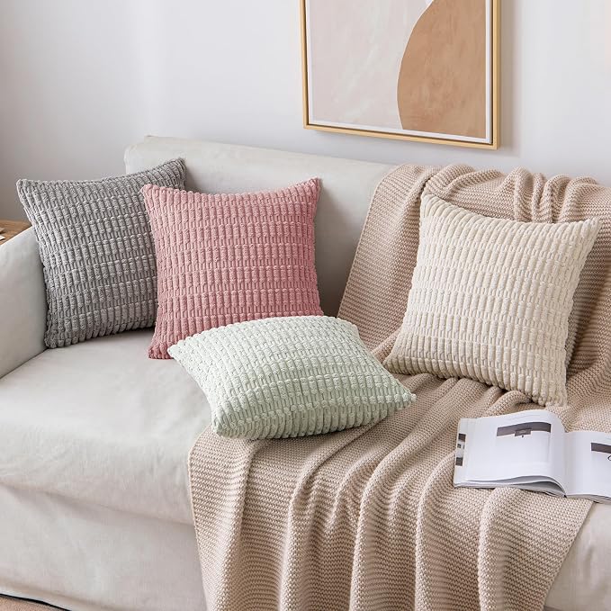 MIULEE Pack of 2 Corduroy Decorative Throw Pillow Covers 18x18 Inch Soft Boho - Image 2