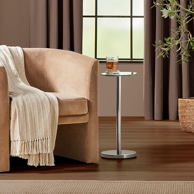 mDesign Side Table — Glass Top Nightstand - Image 2