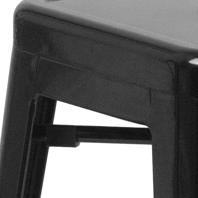 Flash Furniture Lily 4 Pack Commercial Grade 24" High Backless Black Metal - Image 8
