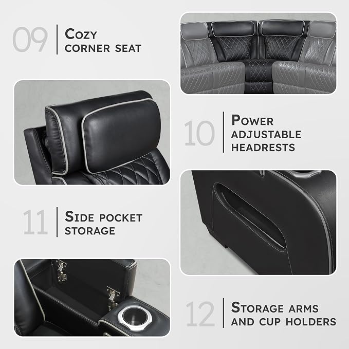 Lexicon 118" Power Reclining Sectional Sofa, Wall Hugger, 2 Recliner Seats - Image 5